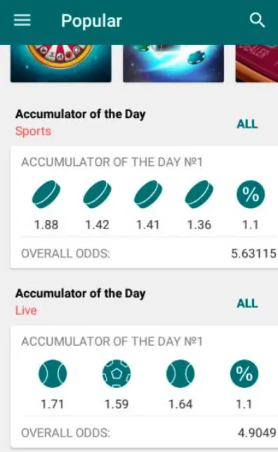 22Bet Android Accumulator of the Day