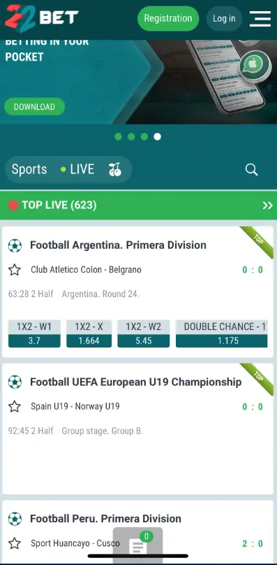 22bet app for iOS Main Page 22bet app for iOS Main Page