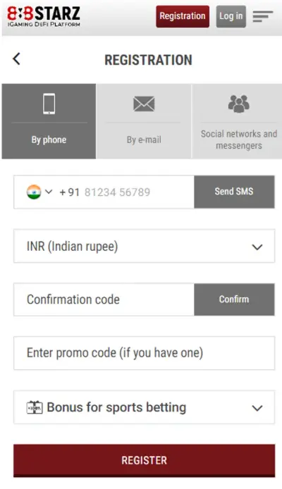 888Starz iOS Registration Form 888Starz iOS Registration Form