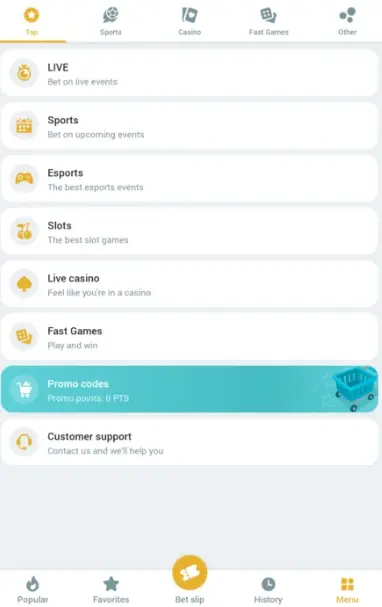 Melbet Android App Menu Melbet Android App Menu
